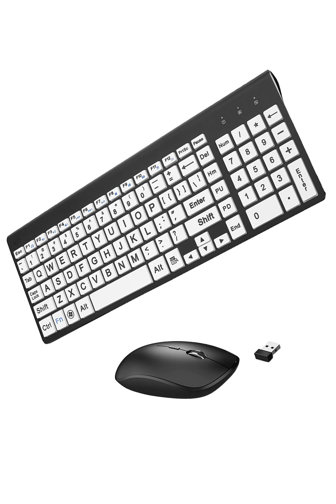 Large Print High Contrast Wireless Keyboard with Mouse